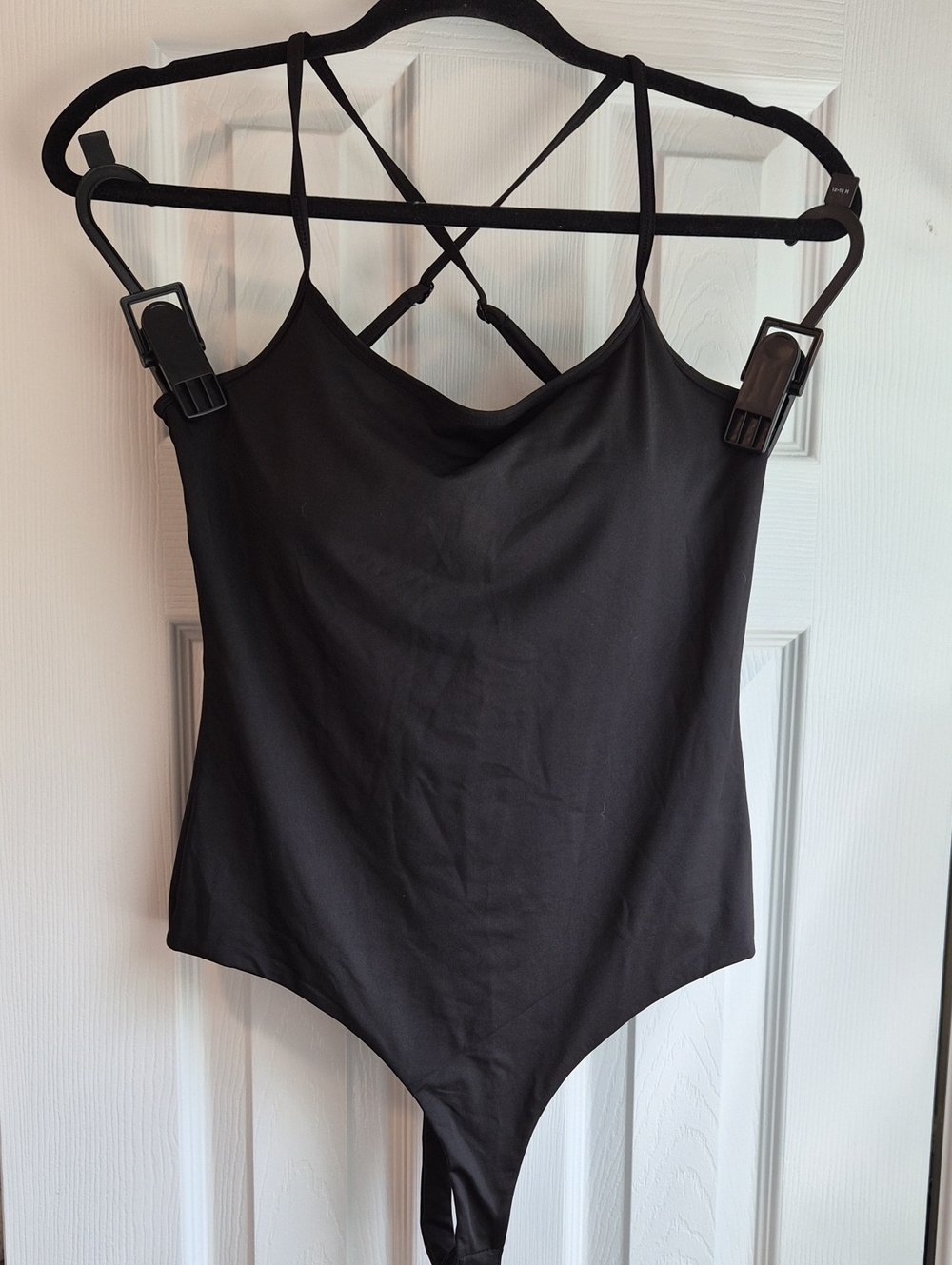Klassy Network Large Black Criss Cross Back Bodysuit